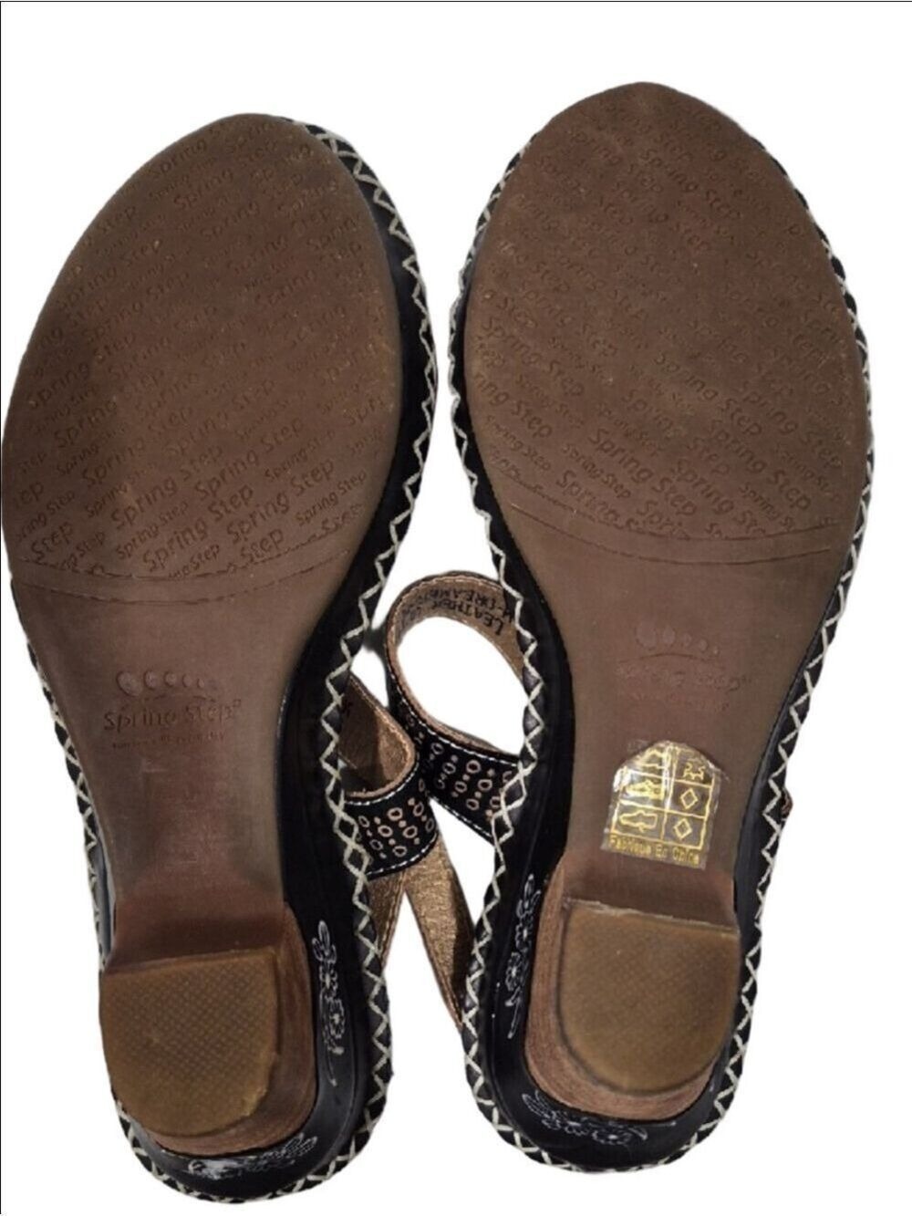 L'artiste Red and Black Stud Accent Leather Slingback Sandals - Picture 8 of 15